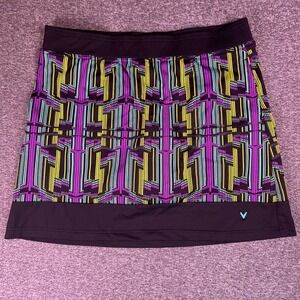 Callaway Golf Skort Purple Yellow Geometric Athletic Performance‎ Skirt Pockets